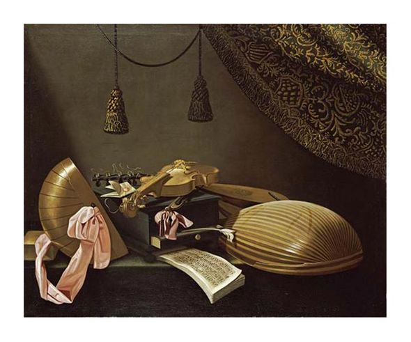 Evaristo Baschenis Fine Art Open Edition Gicl&eacute;e:"Lutes and Violin on a Table"