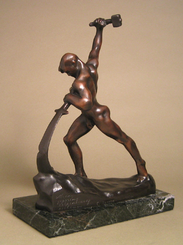 Evgeniy Vuchetich Handcrafted Solid Bronze Sculpture:"Sword into Plowshare" Evgeniy Vuchetich Handcrafted Solid Bronze Sculpture:"Sword into Plowshare"