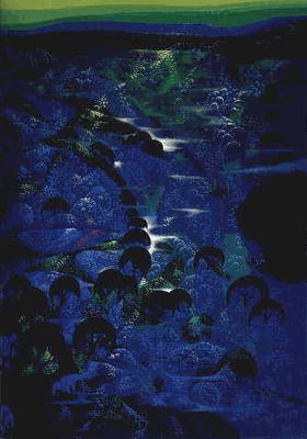 Eyvind Earle Artist Signed Limited Edition Serigraph on Paper:"Beneath The Emerald Sky"