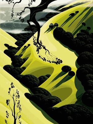 Eyvind Earle Artist Signed Limited Edition Serigraph on paper:"High Country Valley"