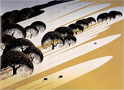 Eyvind Earle Limited Edition, Serigraph on Paper: "Cattle Country"