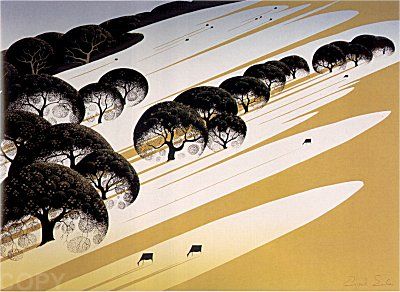 Eyvind Earle Limited Edition, Serigraph on Paper: "Cattle Country"