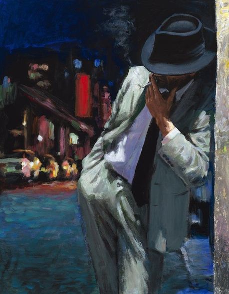 Fabian Perez Artist Signed Limited Edition Archival Canvas:"Boulevard with Red Sign"