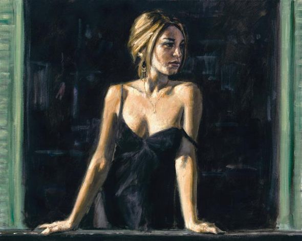 Fabian Perez Handsigned and Numbered Limited Edition Embellished Giclee on Canvas:"Balcony At Buenos Aires V"