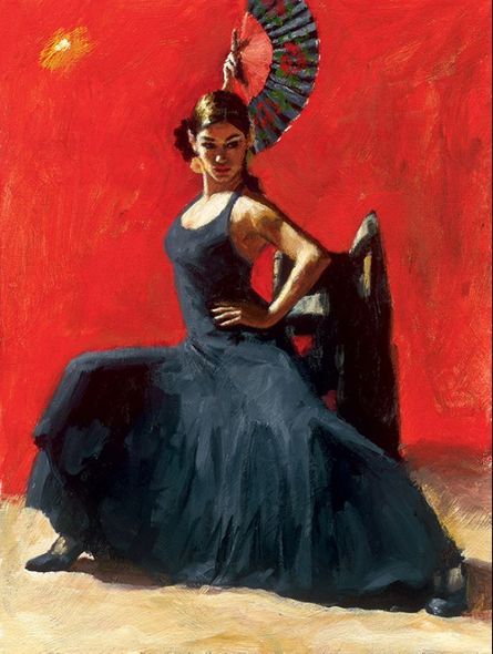 Fabian Perez Handsigned and Numbered Limited Edition Embellished Giclee on Canvas:"Black Flower V"
