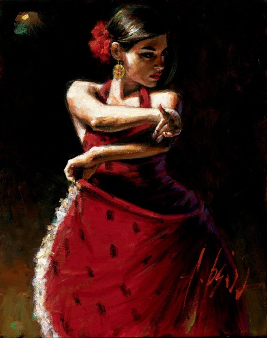 Fabian Perez Handsigned and Numbered Limited Edition Embellished Giclee on Canvas: "Celina con Lunares Negros"