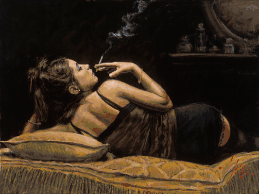 Fabian Perez Handsigned and Numbered Limited Edition Embellished Giclee on Canvas:"Giorgina"