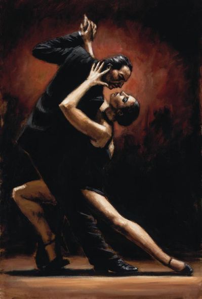 Fabian Perez Handsigned and Numbered Limited Edition Embellished Giclee on Canvas:"Love of Tango"