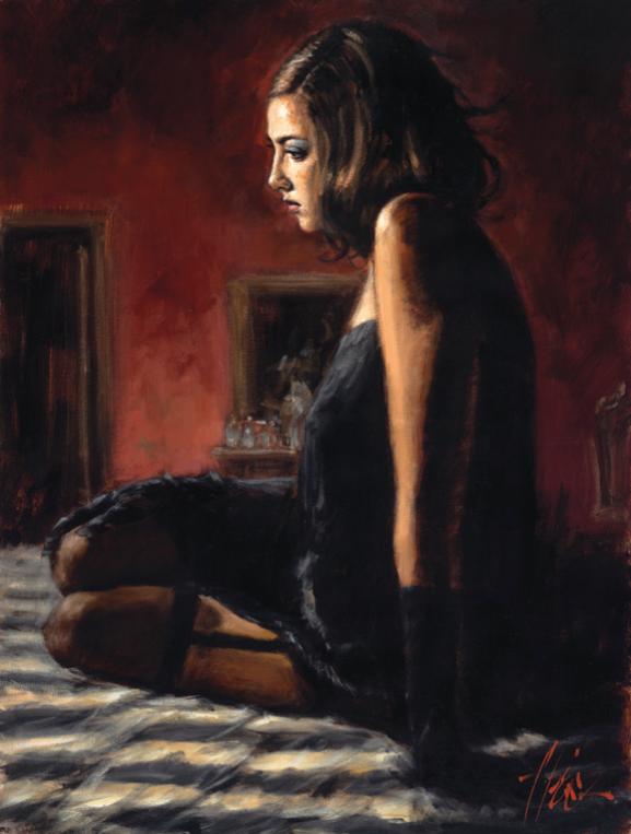 Fabian Perez Handsigned and Numbered Limited Edition Embellished Giclee on Canvas:"Medias Negras V"
