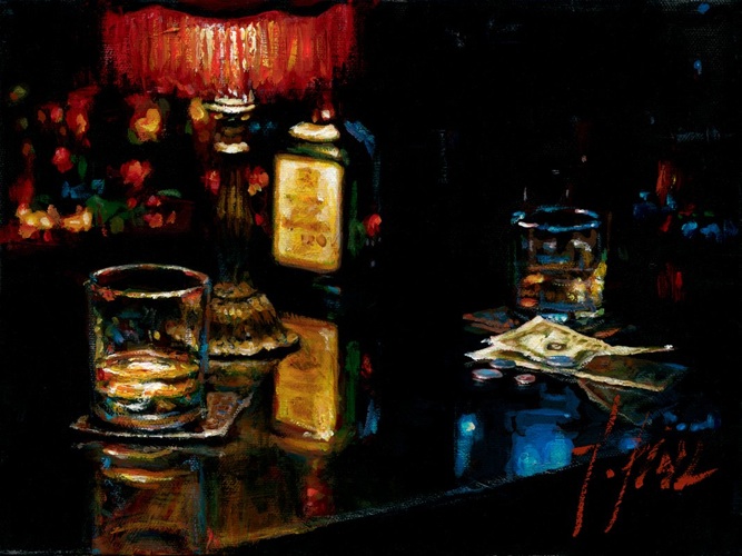 Fabian Perez Handsigned and Numbered Limited Edition Embellished Giclee on Canvas: "Noches de Malavida"