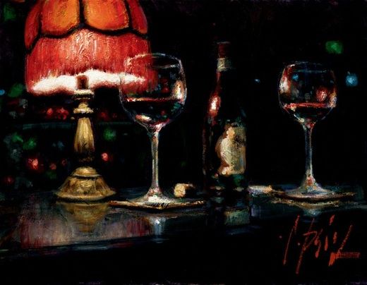 Fabian Perez Handsigned and Numbered Limited Edition Embellished Giclee on Canvas: "Noches de Malavida III"