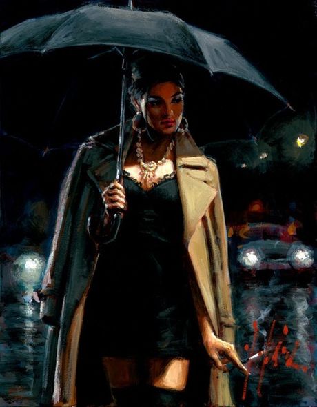 Fabian Perez Handsigned and Numbered Limited Edition Embellished Giclee on Canvas: "November Rain II Marissa"