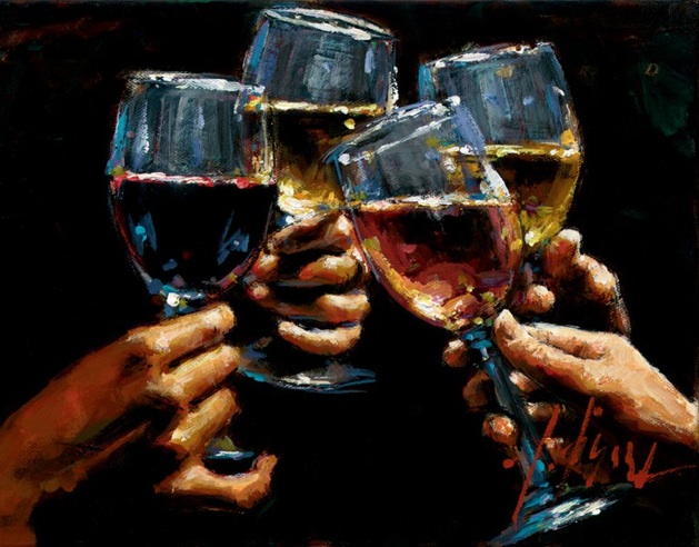 Fabian Perez Handsigned and Numbered Limited Edition Embellished Giclee on Canvas: "Red White and Rose IV"