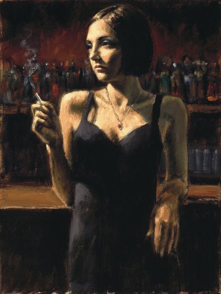 Fabian Perez Handsigned and Numbered Limited Edition Embellished Giclee on Canvas:"Ruby"