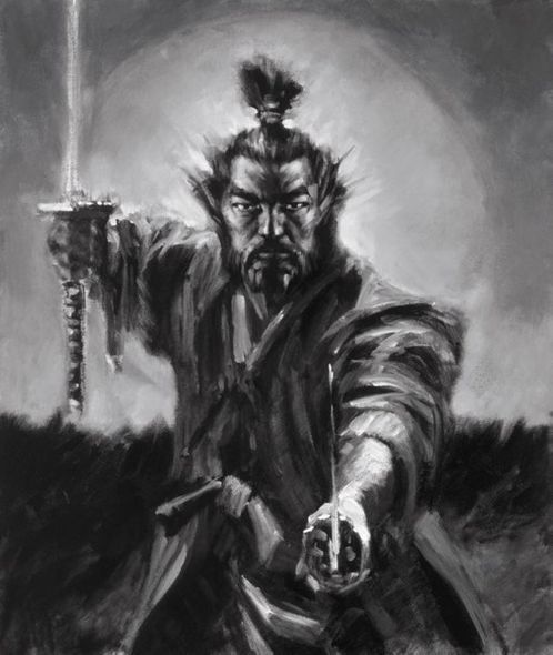 Fabian Perez Handsigned and Numbered Limited Edition Embellished Giclee on Canvas:"Samurai black and white"