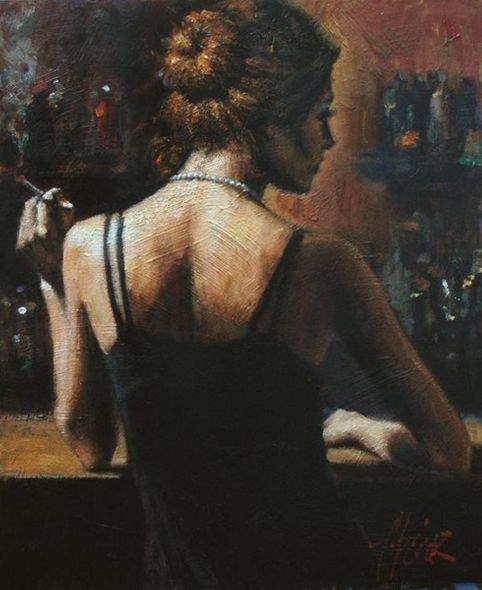 Fabian Perez Handsigned and Numbered Limited Edition Embellished Giclee on Canvas:"Senorita with Red Hair II"