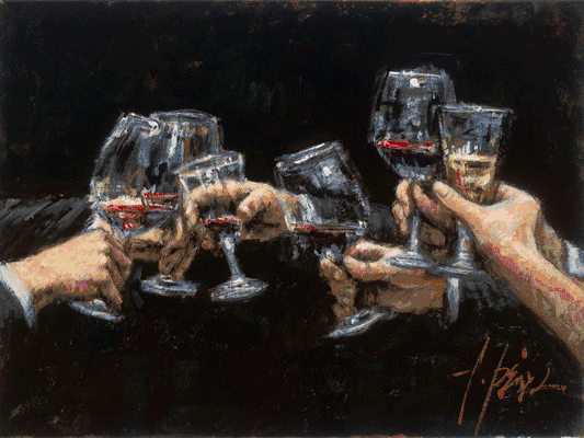Fabian Perez Handsigned and Numbered Limited Edition Embellished Giclee on Canvas:"Study for Celebration"