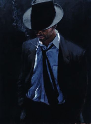 Fabian Perez Handsigned and Numbered Limited Edition Embellished Giclee on Canvas:"Study for Man in Black Suit III"