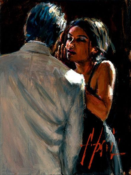 Fabian Perez Handsigned and Numbered Limited Edition Embellished Giclee on Canvas: "Study for The Proposal V"