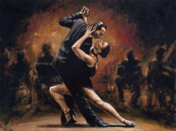 Fabian Perez Handsigned and Numbered Limited Edition Embellished Giclee on Canvas:"Tango II"