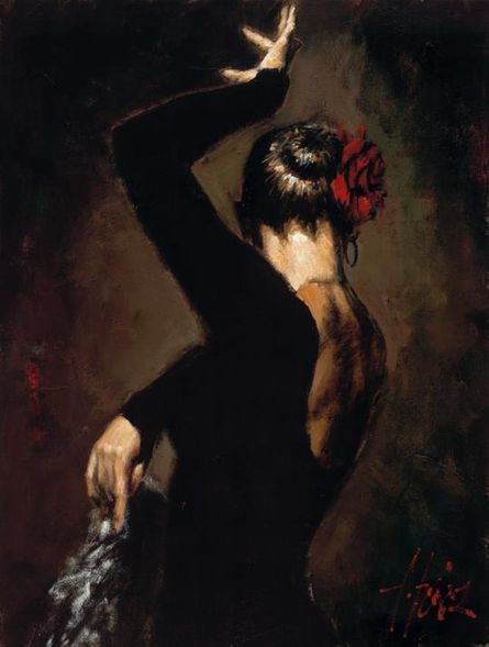 Fabian Perez Handsigned and Numbered Limited Edition Embellished Giclee on Canvas:"Terciopelo Negro II"