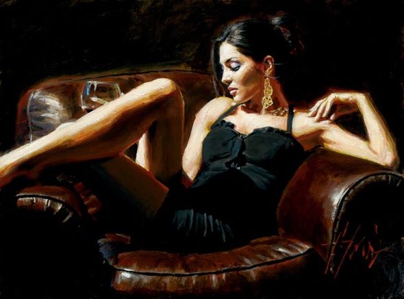 Fabian Perez Handsigned and Numbered Limited Edition Embellished Giclee on Canvas: "Tess II"