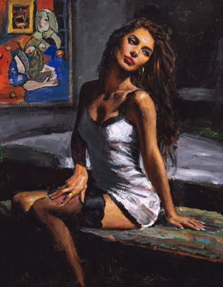 Fabian Perez Handsigned and Numbered Limited Edition Canvas Giclee:"The Reader"
