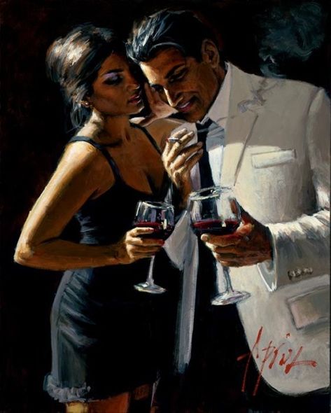 Fabian Perez Handsigned and Numbered Limited Edition Embellished Giclee on Canvas: "The Proposal IV"