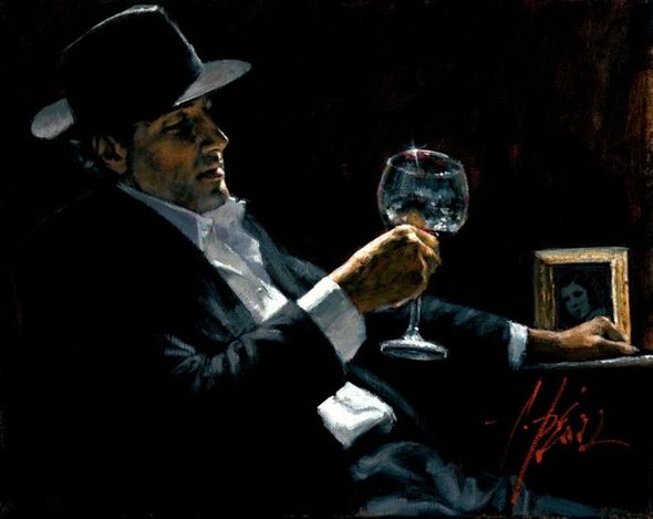 Fabian Perez Handsigned and Numbered Limited Edition Embellished Giclee on Canvas: "Tinto II"