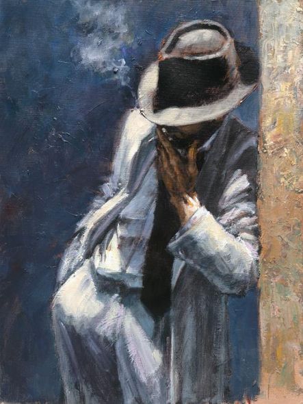 Fabian Perez Handsigned and Numbered Limited Edition Embellished Giclee on Canvas:"White Suit"