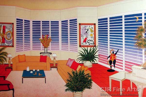 Fanch Ledan Hand Signed and Numbered Limited Edition Paper Lithograph:"Interior Leger"