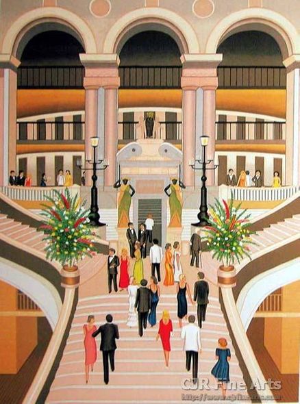 Fanch Ledan Hand Signed and Numbered Limited Edition Paper Lithograph:"L'Opera de Paris"