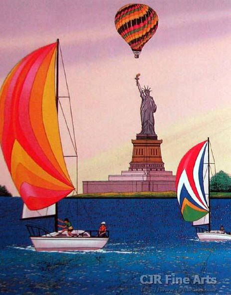 Fanch Ledan Hand Signed and Numbered Limited Edition Paper Lithograph:"Le Vent de la Liberte"