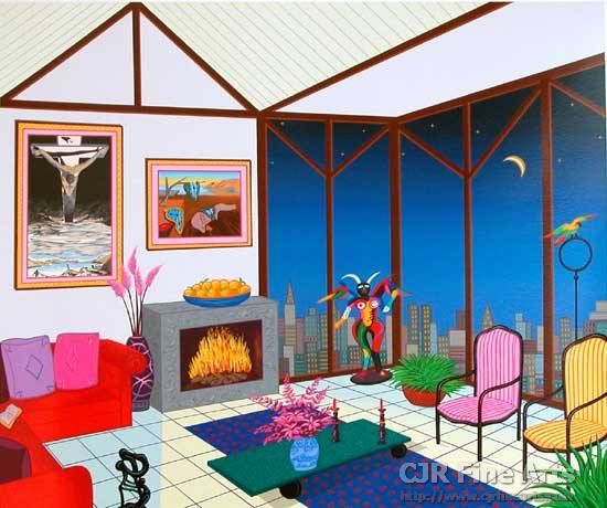 Fanch Ledan Hand Signed and Numbered Limited Edition Paper Serigraph:"Interior with Salvador"