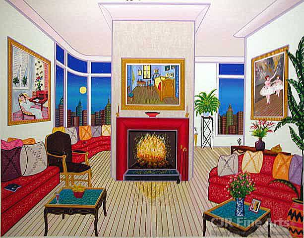 Fanch Ledan Hand Signed and Numbered Limited Edition Paper Serigraph:"Interior with Van Gogh"
