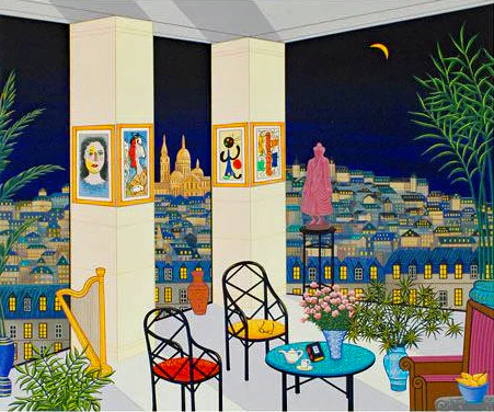 Fanch Ledan Limited Edition Artist Proof Serigraph on Paper: "Interior with Buddha"