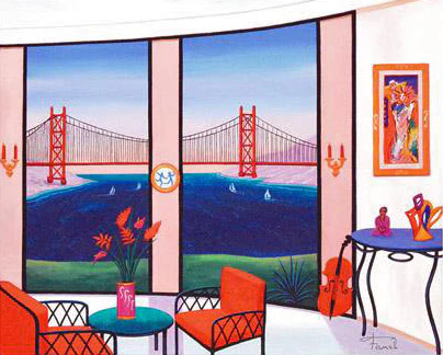 Fanch Ledan Limited Edition Gicle on Canvas: "Sailing S.F. Bay"