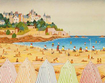 Fanch Ledan Limited Hors Commerce (HC) Edition Lithograph on Paper: "La Plage de Dinard"