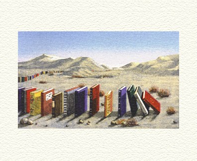 Fanny Brennan Limited Edition Hand-Crafted Lithograph: " Domino Books "