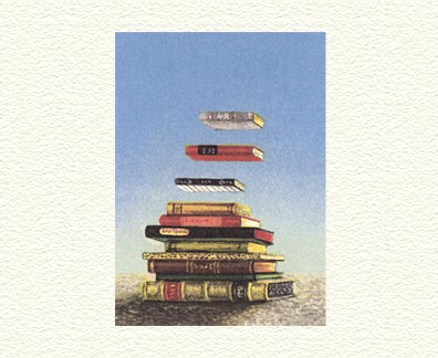 Fanny Brennan Limited Edition Hand-Crafted Lithograph: " Floating Books "