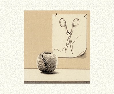 Fanny Brennan Limited Edition Hand-Crafted Lithograph: " String and Scissors "
