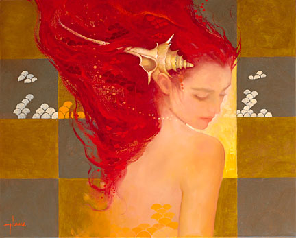 Felix Mas Handsigned and Numbered Limited Edition Serigraph on Canvas:"Sirena"