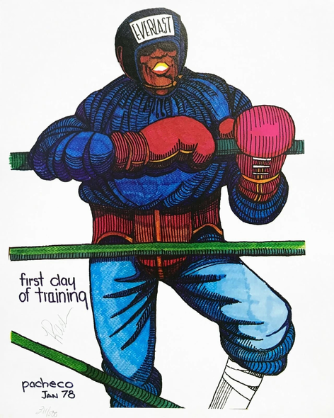 Ferdie Pacheco Artist Hand Signed Limited Edition Print: "FIRST DAY of TRAINING"