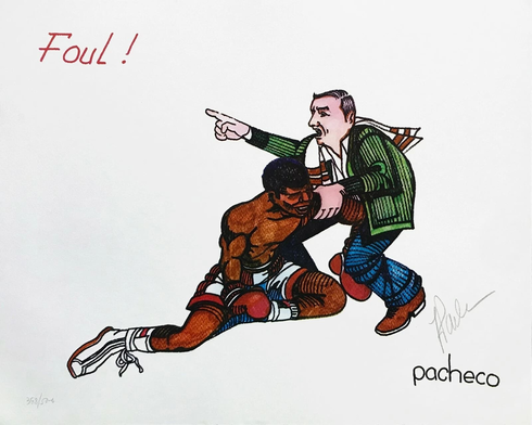 Ferdie Pacheco Artist Hand Signed Limited Edition Print: "FOUL!"