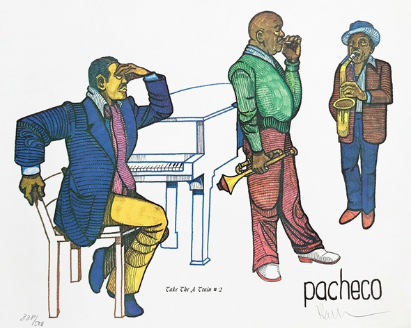 Ferdie Pacheco Artist Hand Signed Limited Edition Print: "TAKE THE A TRAIN # 2"