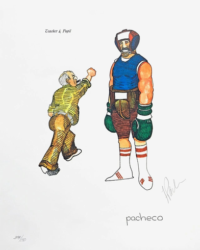 Ferdie Pacheco Artist Hand Signed Limited Edition Print: "TEACHER & PUPIL" Ferdie Pacheco Artist Hand Signed Limited Edition Print: "TEACHER & PUPIL"
