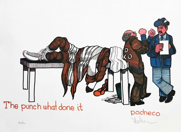 Ferdie Pacheco Artist Hand Signed Limited Edition Print: "THE PUNCH WHAT DONE IT"