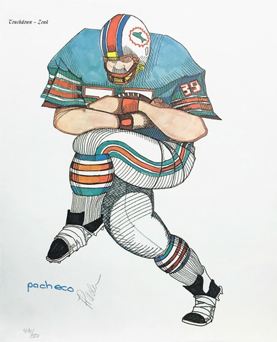 Ferdie Pacheco Artist Hand Signed Limited Edition Print: "TOUCHDOWN - ZONK" Ferdie Pacheco Artist Hand Signed Limited Edition Print: "TOUCHDOWN - ZONK"