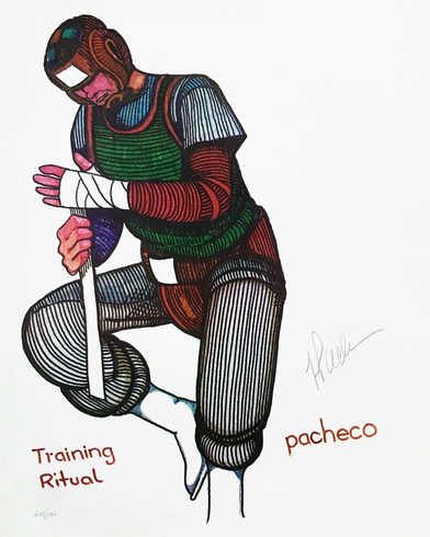 Ferdie Pacheco Artist Hand Signed Limited Edition Print: "TRAINING RITUAL"