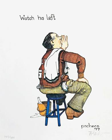 Ferdie Pacheco Artist Hand Signed Limited Edition Print: "WATCH HIS LEFT" Ferdie Pacheco Artist Hand Signed Limited Edition Print: "WATCH HIS LEFT"